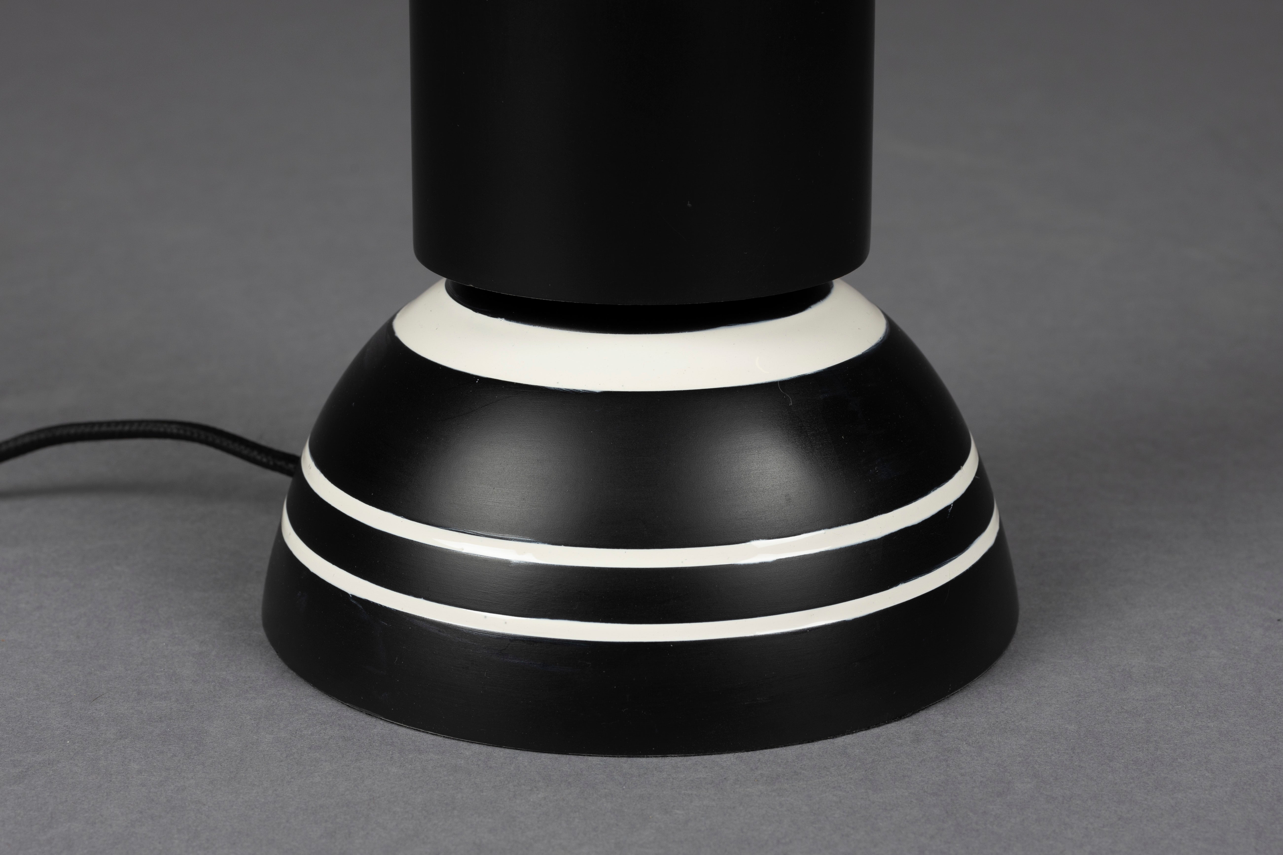 Dutchbone Virgil Matt Black & White Striped Table Lamp